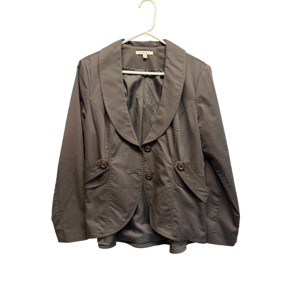 Cabi Blazer Shawl Collar Peplum 12 Dark Gray Women